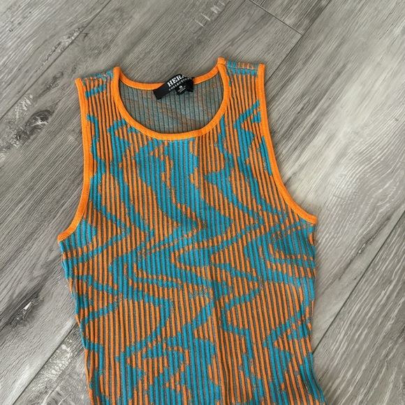 Sleeveless Crew Neck Tie Dye Ribbed Mini Sheath Knit Dress - Picture 4 of 4